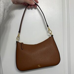 Lauren Ralph Lauren Brown Leather Shoulder Bag with Gold Hardware